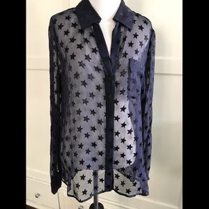 DVF chiffon blouse with star embroidery